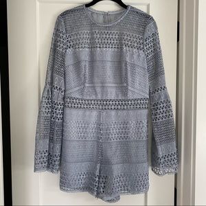 Bardot Kristy Lace Romper in Dusty Blue